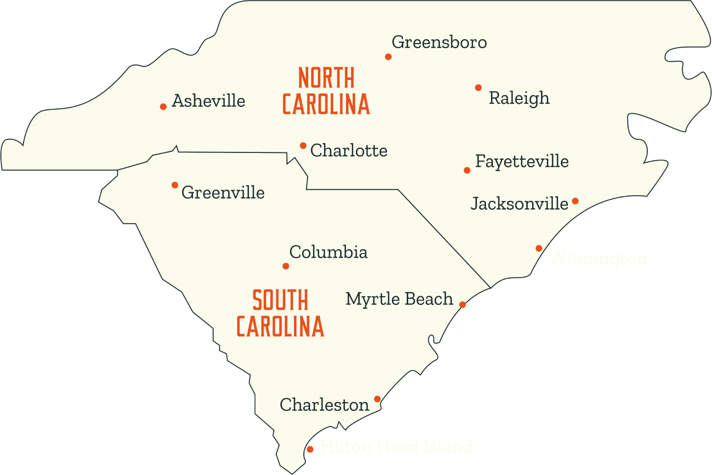 map of both north and south carolina