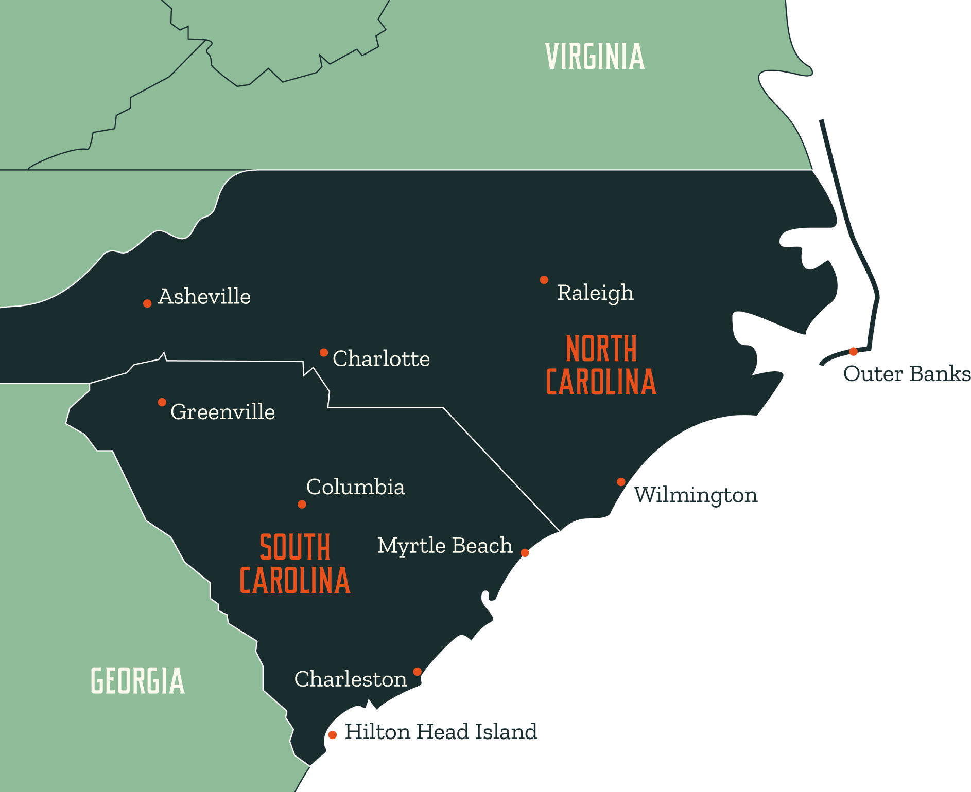 map of both north and south carolina