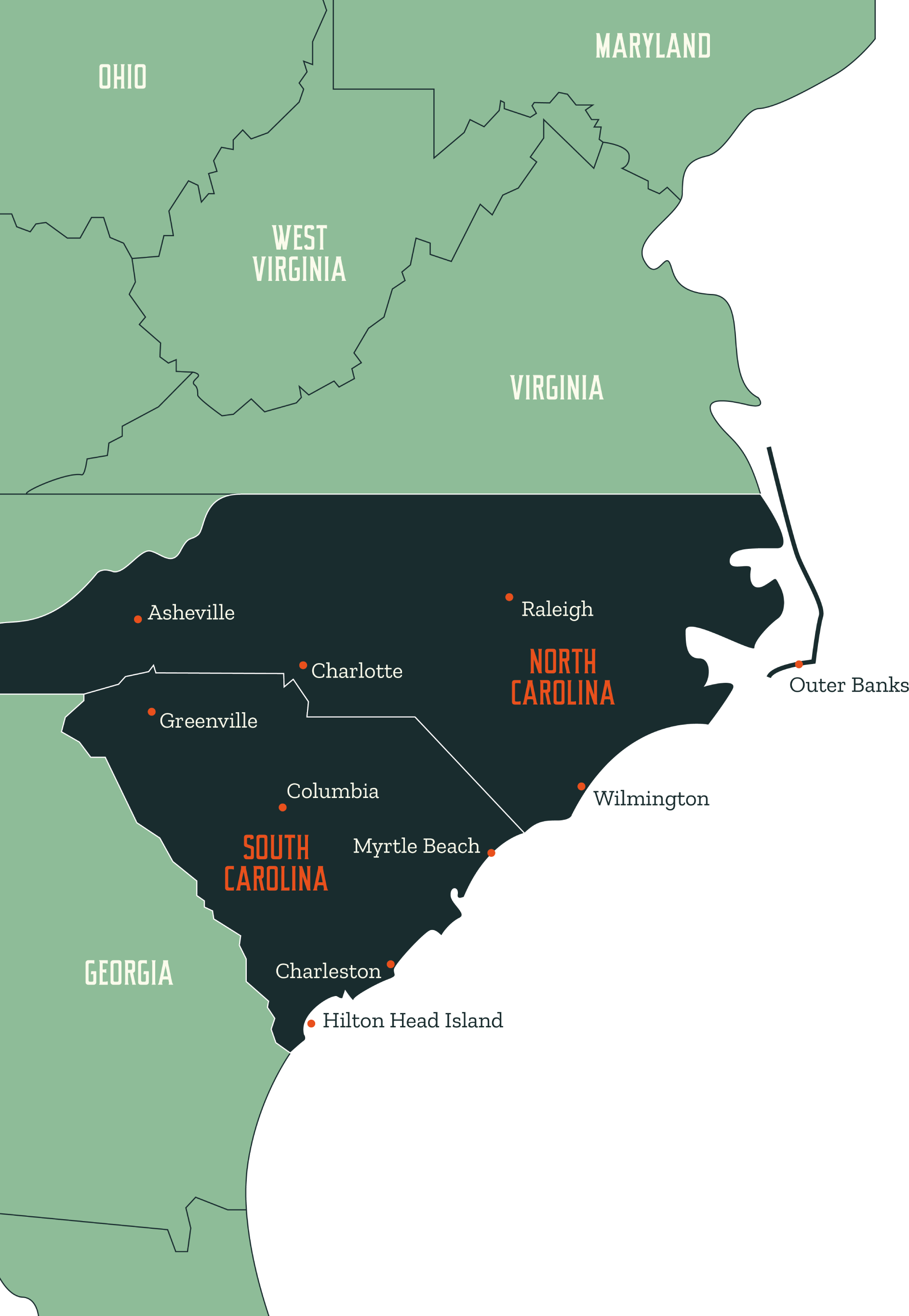 map of both north and south carolina